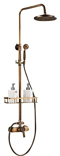 Duschsystem antik retro armatur duschset regndusch handdusch duscharmatur mässing dusch med hylla