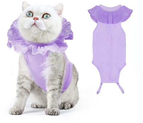 VavoPaw Katzen-Operationsanzug für weibliche Katzen, atmungsaktives chirurgisches Erholungsshirt für Bauchwunden, Hautkrankheiten nach Operationen, weicher Stoff, Kätzchen-Einteiler