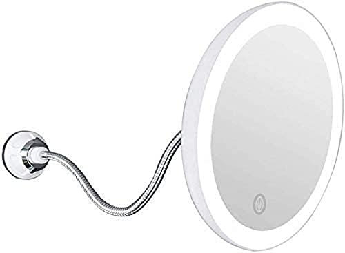 Mirror 5x Magnifying Makeup Mirror with Light, Flexible Gooseneck Bathroom Enlargement, LED Illuminated Cosmetic Mirror with Strong Suction Cup for Travel and Home
