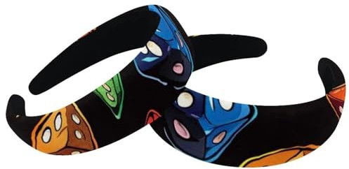 Confezione da 2 fasce larghe in poliestere per donne, con dadi RPG, alla moda, antiscivolo, accessori per capelli per ragazze e donne