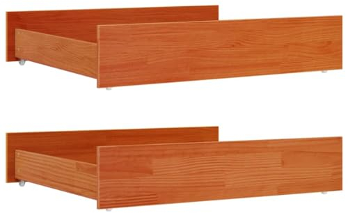 vidaXL Bettschubladen 2 STK., Bettschublade mit Rollen, Schublade für Bett, Bettkasten Bettschubkasten, Wachsbraun Massivholz Kiefer