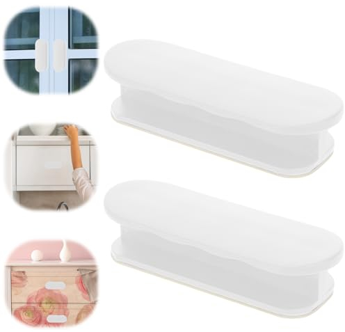 Aeaocvo Lot de 2 poignées de porte de balcon autocollantes - En plastique - Sans perçage - Pour fenêtre, porte en verre, tiroir - Blanc