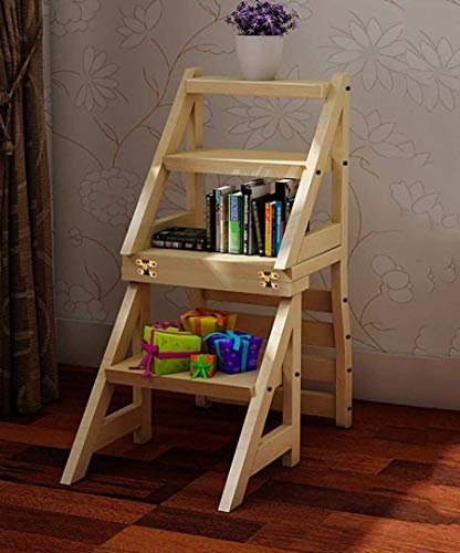 Träpall robust trästege trästege multifunktion, luftförtjockad bibliotek trappluft, bärbar lätt stege trädgårdsverktyg stege loft (färg: A) (A)