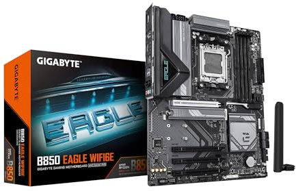 GIGABYTE B850 Eagle WIFI6E AMD AM5 LGA 1718 moderkort, ATX, DDR5, 3X M.2, PCIe 5.0, USB-C, WIFI6E, 1 GbE LAN, EZ-lås, 5 års garanti