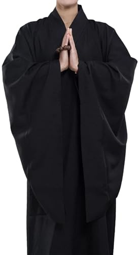 Monk Robe Monk Buddhist Buddhist Monk Dress Meditation Haiqing Robe Kung Fu Suit Chinese Costume for Men Women(Black,XX-Large)