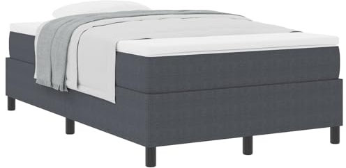 vidaXL Sängbotten med Madrass – Mörkgrå, 120 x 200 cm, Corduroy Tyg, Justerbart Huvudgavel, Stabil Design, Bekväm Sömn för Ditt Sovrum, Rektangulär Möbel för Vuxna, Matt Yta