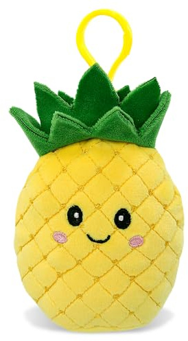Snug-Mooshies Pineapple Plush Keychain - Cute Squishie Soft Stuffed Fruit Keychain for Backpack, Squishable Purse, or Handbag, Clip-On Pineapple Fruit Plush for Kids and Adults - 5.25 Inches