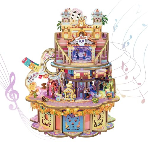 Tonecheer Boîte à Musique en Bois pour Adultes, kit de boîte à Musique rotative 3D - Puzzle Musical créatif - Kit de Construction de modélisme - Décoration de Bureau - Anniversaire（Rêve Errant）