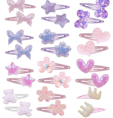CharmeFleur 12 Paia di Fermagli per Capelli per Ragazze Accessori per Capelli Glitterati per Bambini Multicolore
