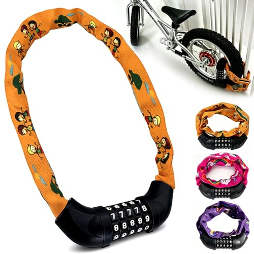 VLEDARLING Candado de Bicicleta de Combinación para Niñas Niños con Contraseña de 5 Dígitos(70 cm) Antirrobo de bicicleta para niños con combinación, Cadenas Antirrobo Alta seguridad y Sin llave