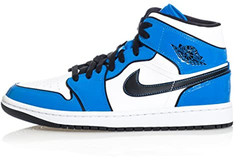 Jordan 1 Mid SE Signal Blue Herren-Sportschuhe, Schwarz/Weiß (DD6834 402), Signalblau/Schwarz/Weiß, 44.5 EU