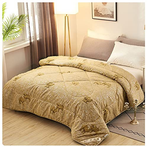 RRNAR Quilt King Size All Seasons 3 in 1 Duvet Supersoft Camel Hair Filling, 95% Camel Hair Quilt, Winter Soft Warm Bed Quilt, Camel Color,Camel b,200x230cm(2kg)
