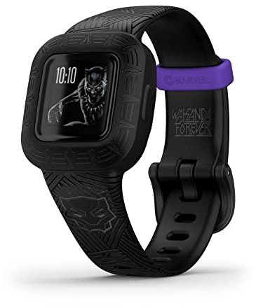 Garmin vivofit Jr.3 Fitness Tracker for Kids, Includes Interactive App Experience, Swim-Friendly, Up To 1-year Battery Life, Adjustable watch band, Marvel Black Panther (Renewed)