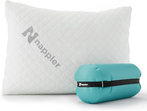 Nappler Campingkissen – Reisekissen – Rucksackreisen, Flugzeug, geschreddertem Memory-Schaum, atmungsaktiver Bambus und maschinenwaschbarer Bezug (48x33 cm)