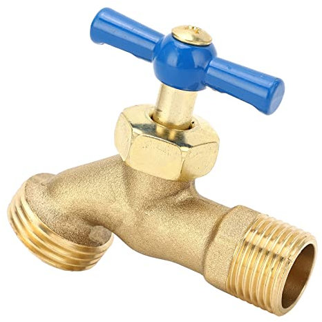 Robinet à Double Filetage, Entrée G1/2 Sortie G3/4 Robinet En Laiton Avec Valve De Débit D'eau Contrôlable Tuyau De Raccordement Pour Cuisine Salle De Bain Jardin Arrosage Véhicules De Lavage