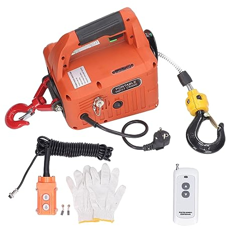 Treuil à Câble électrique, Palan à Câble électronique de 500 Kg avec Télécommande sans Fil, Protection contre les Surcharges, Hauteur de Levage Maximale de 7,6 M, 1500 W (Prise