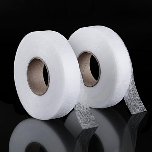 AiQInu Saumband 100m, Bügelband zum Aufbügeln 20mm Breite, Saumband zum Aufbügeln von Stoff, Vorhang, Gardinen, Hosen, Kleidung, Jeans - Weiß