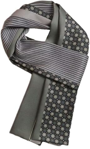 GIMIRO Satin Seidenschal Doppelschichten 150 x 16cm Krawatte Blumen Taillengürtel für Blazer, Mantel, Kleid (8# Dark Gray Gentle Men)