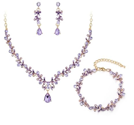 Rensa bröllopssmycken set för kvinnor, glänsande strass tårdroppe löv kluster uttalande halsband dinglande droppe örhängen länk armband för bröllop fest bal tillbehör, Kristall