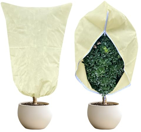 YiJiuBa Protección invernal para plantas, 120 x 180 cm, protección contra heladas, saco grande transpirable de 85 g/m², protección invernal, saco para plantas en macetas, con cierre de cremallera