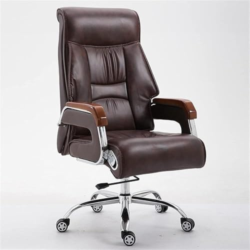 HTERWQEA Chaise Bureau pivotante Ergonomique Robuste en Cuir reconstitué réglable, Chaise d'ordinateur avec Rembourrage épais, Dossier Haut Confortable, Support Lombaire, siège Poste Travail Roulant
