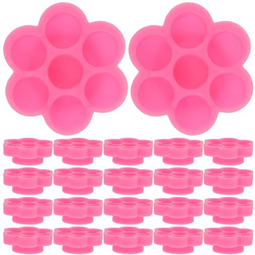 Angoily Klebstoffhalterbecher 200 Stück Rosa Kunststoff Wiederverwendbar Leicht für Wimpernverlängerung und Nagelkunst zum Mischen und Auftragen