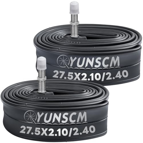 YunSCM Lot de 2 chambres à air de 27,5 - 27,5 x 2,10 - 27,5 x 2,125 - 27,5 x 2,20 - 27,5 x 2,25 - 27,5 x 2,35 - 27,5 x 2,40 - Valve Schrader - 40 mm - Compatible avec chambre à air de vélo de 27,5