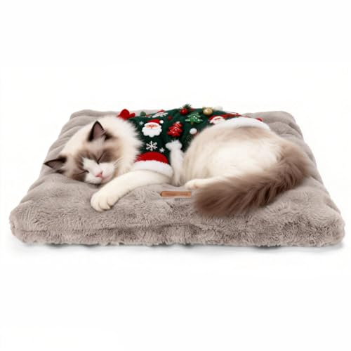 Nobleza Cama para Gatos de Interior, Cama-Manta Gruesa para Gatos y Perros Pequeños, Suave y Lavable, con Base Antideslizante, 50×40×8 cm, Marrón