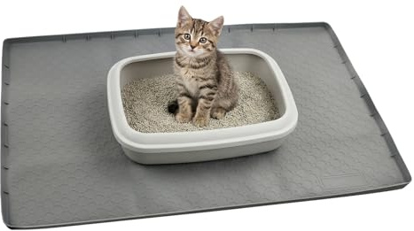 Tapis Litière Chat XXL Silicone, Tapis Sortie de Litiere Chat Imperméable et Antidérapant, Tapis de Litière pour Chat en Nid d'Abeille, Facile à Nettoyer, 86.4x55.9cm