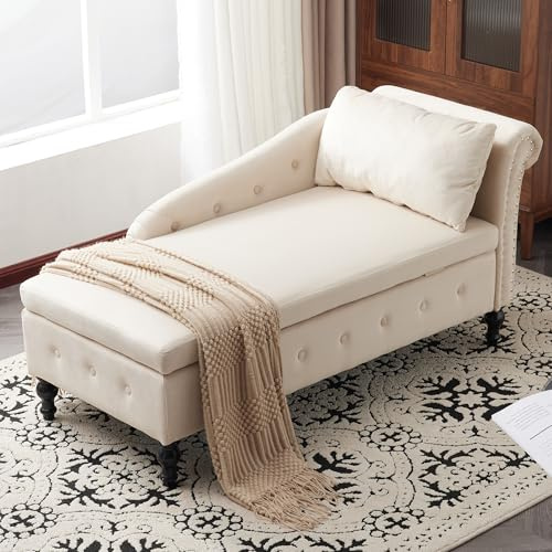 Luscriate Poltrona relax imbottita, comoda poltrona da lettura, XXL, con rivestimento in velluto, per soggiorno e camera da letto, funzione reclinabile (Velvet, Beige-B)