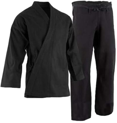 TMA Professional Kimono - Heavyweight Karate Canvas Uniform - 100% Advanced Cotton Karate Gi 12 oz Adult and Kids Black (Black, 1)