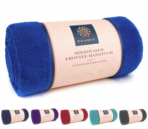 PEAQUE Mikrofaser-Handtuch mit Frottee-Struktur - Antibakteriell Saugstark Schnelltrocknend Leicht XXL, Sporthandtuch Reisehandtuch Saunahandtuch (Royal-Blau, 80x160, 2X)