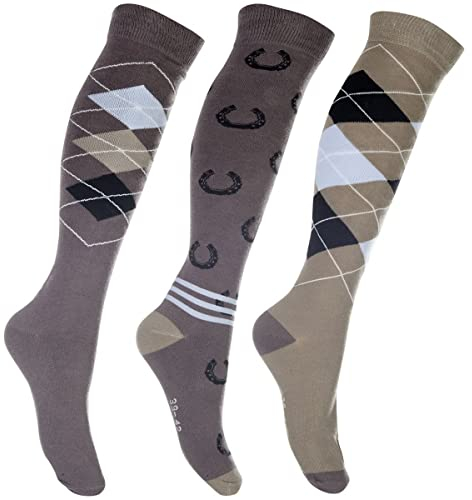 RL24 - Reitsocken Basicline 3er Set – Kniestrümpfe zum Reiten – Damen & Herren Socken – atmungsaktive Reitersocken – Unisex Reitstrümpfe – Reitzubehör in Dunkelblau/Rot & Größe 35-38