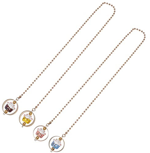 OLYCRAFT Portafortuna Gatto Specchio Pendente Appeso - Ceramica Giapponese Maneki Neko Charm per Auto - Accessori Decor