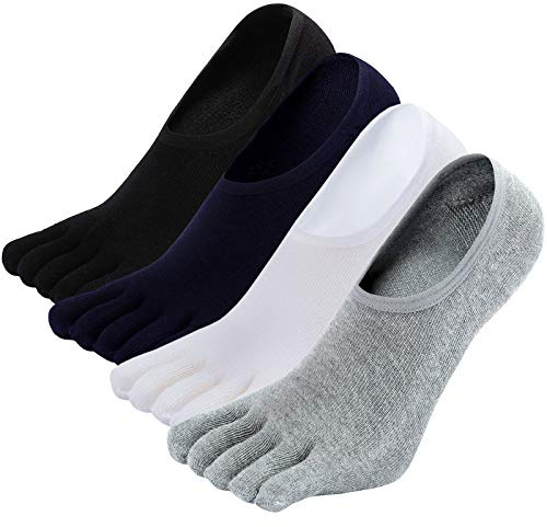 Calcetines con Cinco Dedos Hombre Calcetines Invisible de Deportes de Algodón 4 Pares 39-48