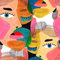 Modern Art Peel and Stick Wallpaper,300*45cm Abstract Colorful Human Face Pattern Contact Paper Removable Waterproof Wallpaper Decorative Vinyl Self Adhesive Wallpaper for Living Room Bedroom
