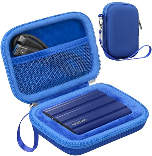 Lacdo Étui Disque Dur Externe Housse de Protection pour Samsung T7 Shield/Samsung T7/T7 Touch Portable SSD 500Go 1To 2To USB 3.2 en EVA Rigide Antichoc Étanche Cas, Bleu