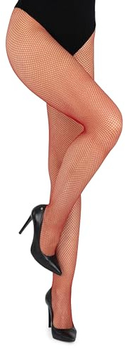 LORES Nätstrumpbyxor dam, små nätstrumpor, sexig look, cosplay, tillverkad i Italien, Rosso, M-L