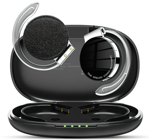 HuuppHip Open Ear Headphones V5.2, Headphones Wireless with Noise Cancelling Mic, Sports Headset with 4 Microphones, Waterproof Wireless Earphones for Night Running