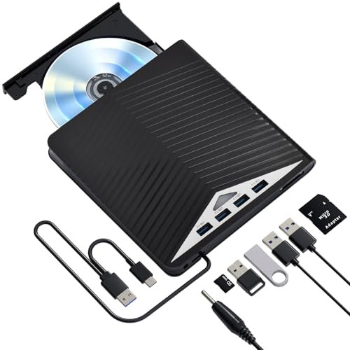 Colexy Externes Laufwerk, Tragbares Laufwerk, USB 3.0 Externer CD DVD Player mit Tasche, Recorder Ultra High Definition, Ultra High Definition Recorder für Win 7/8/10/11/PC