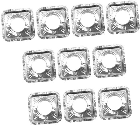 FELTECHELECTR 10pcs Heat Gas Stove Hob Cover Aluminum Foil Stove Burner Protectors for Gas Oven Covers