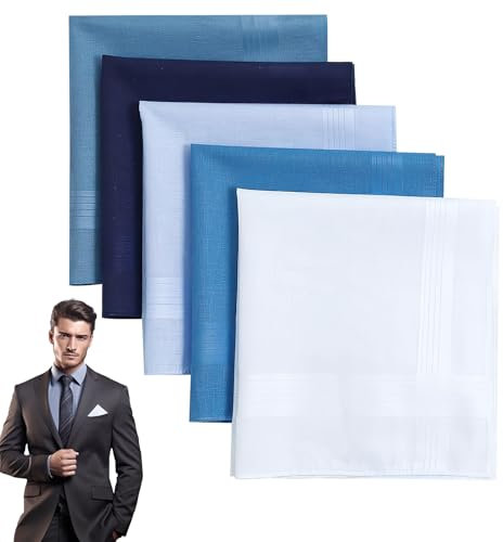 UOCAI 5 fazzoletti in cotone da uomo, 40 x 40 cm classici fazzoletti da taschino morbidi da uomo, 5 colori Fazzoletti per gli uomini piazza da taschino matrimonio business