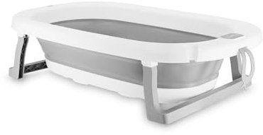 Momi Badewanne NATA ab 0 Jahre, faltbar, für Babys und Kinder bis 25 kg, mit einklappbaren Standfüssen, einer Befestigung für Duschkopf und einem Abflussstopfen