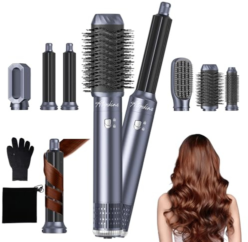 Atopskins Airbrush Haarstyler 6 in 1 Air Styler Hair Stylers set mit 1000W Rundbürste, Warmluftbürste, Föhnbürste, Haartrockner, Auto Air Culer, Glättbürste, Hairstyler Airstyler für Alle Haartypen