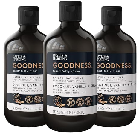 Baylis & Harding Goodness Coconut, Vanilla & Shea Bath Soak 500 ml (Pack of 3) - Vegan Friendly