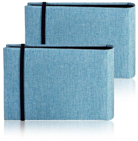 2 Pack 6x4 Photo Albums, Linen Slip‑in Mini Album, Holds 200 Photos | Compact space‑saving 2‑pack linen photo albums, holds total 200 of 6x4 photos. Acid‑free slip‑in pockets, elastic strap