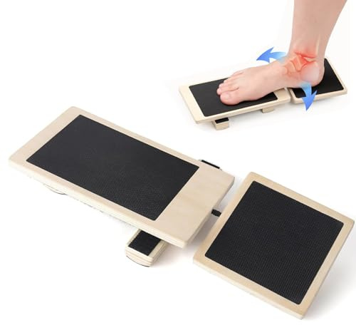 Single Foot Balance Board, Adjustable Wooden Ankle Strengthener Set | Helps Improve Stability During Rehab, Supports Sprains and Valgus or Varus Alignment with a Secure Holder Design