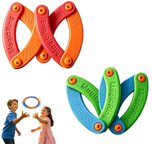 Generisk 2 stycken bumerang, flugring, färgglad bumerang för barn, kasta spel för barn, hopfällbar, för nybörjare och unga kastare (A)