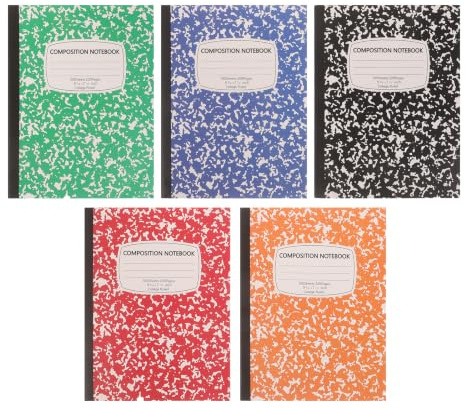 Kisangel 5-pack linjerade anteckningsböcker för universitet, 25,5 cm x 18,5 cm B5 bred linjerad anteckningsbok, anteckningsblock för skolstart, daglig anteckningsbok för skolan, kontoret, 100 ark