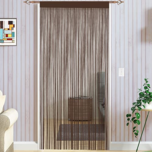 Cortina de tiras Taiyuhomes, para decoración del hogar y separador con borla, tela, café, W90xL200cm(35x79)